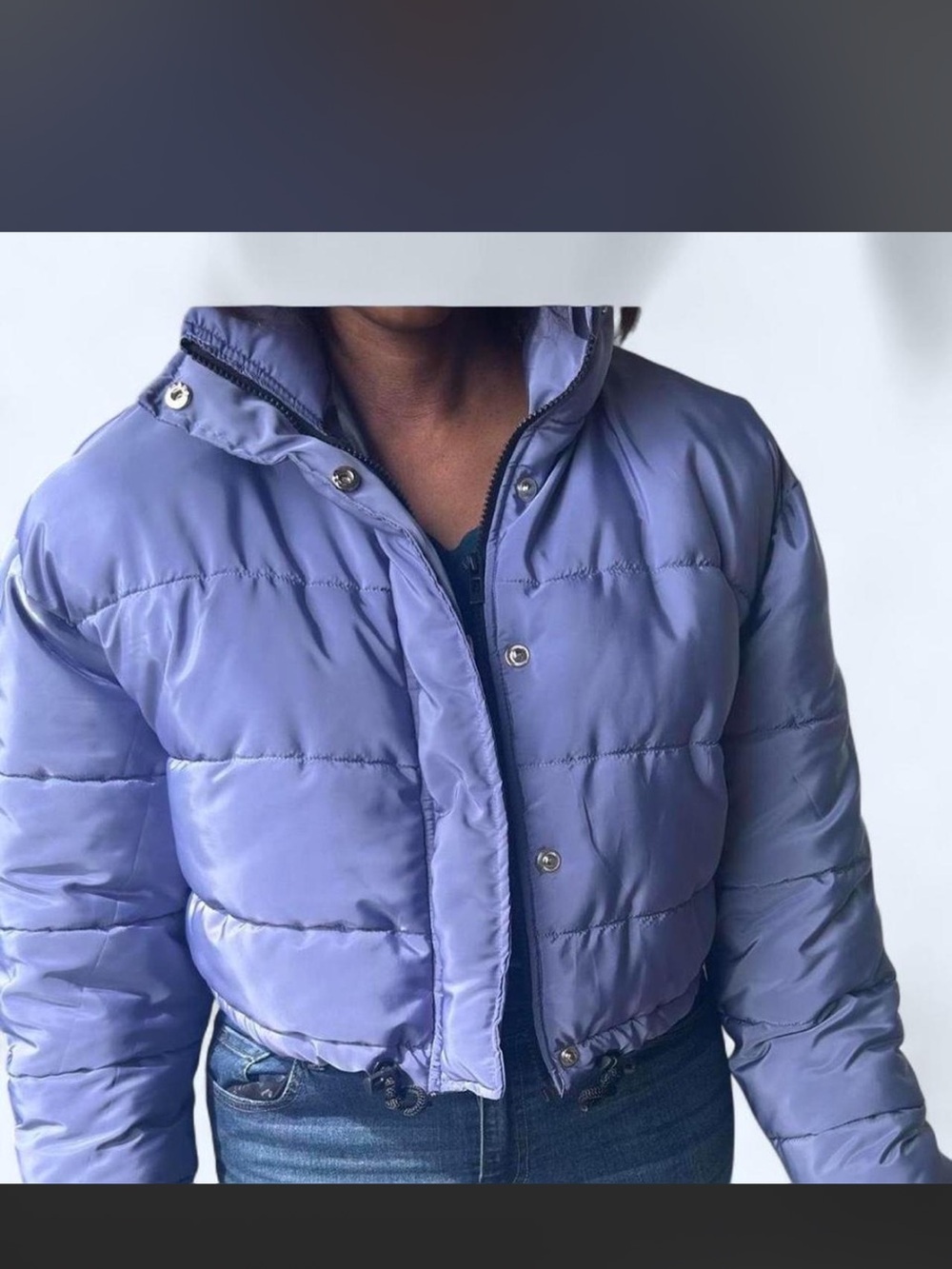 Women’s Cropped Puffer Jacket in Purple